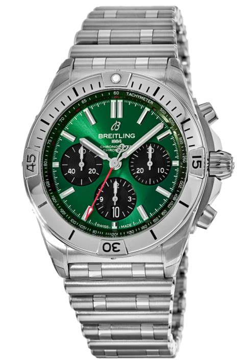 breitling green dial chronograph|breitling chronomat rubber strap.